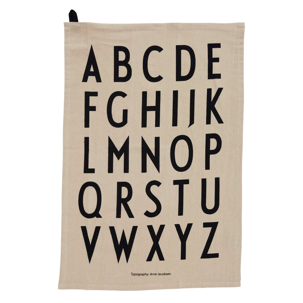 Prosop din bumbac Design Letters Alphabet, 40 x 60 cm, bej