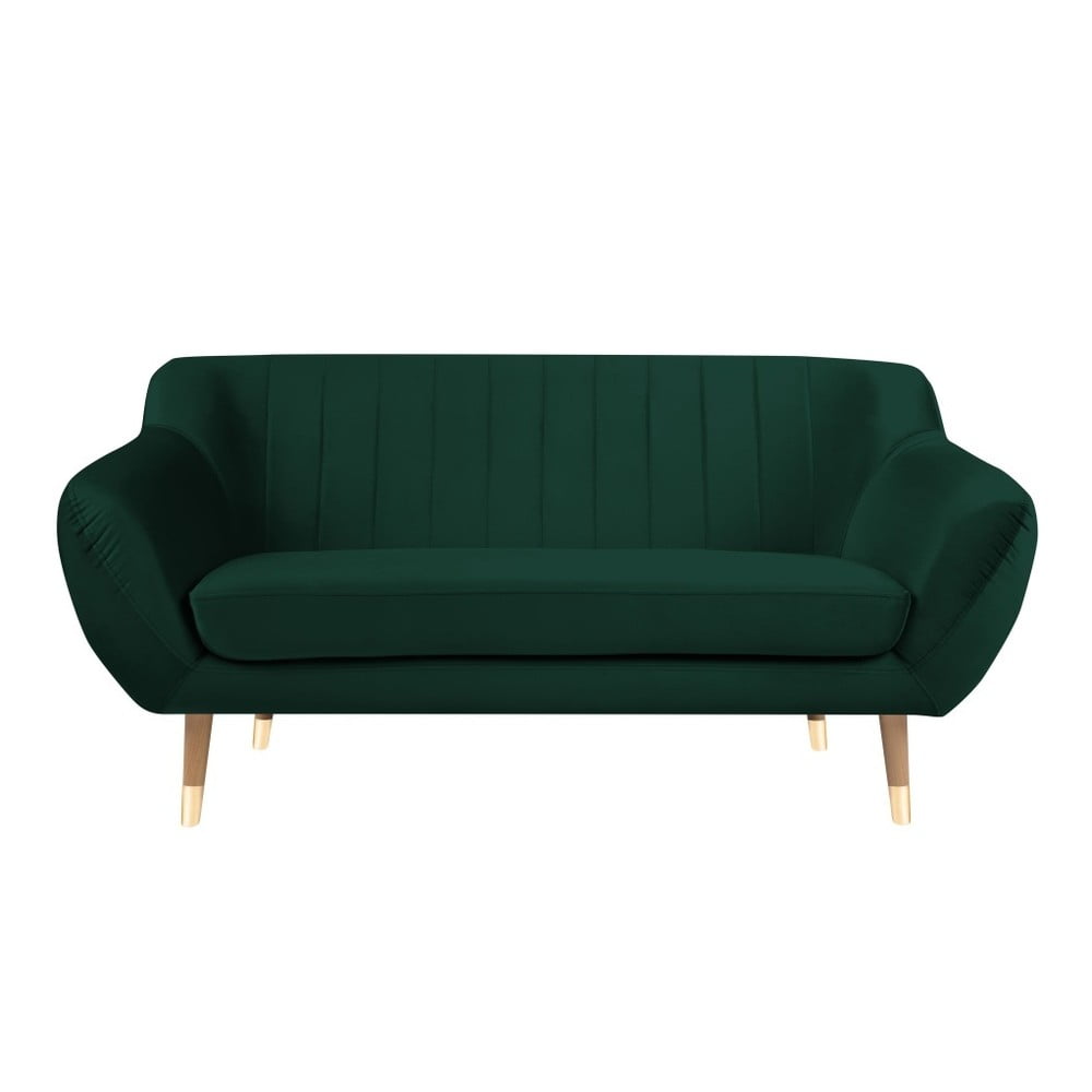Canapea cu tapițerie din catifea Mazzini Sofas Benito, verde închis, 158 cm 158 imagine noua somnexpo.ro