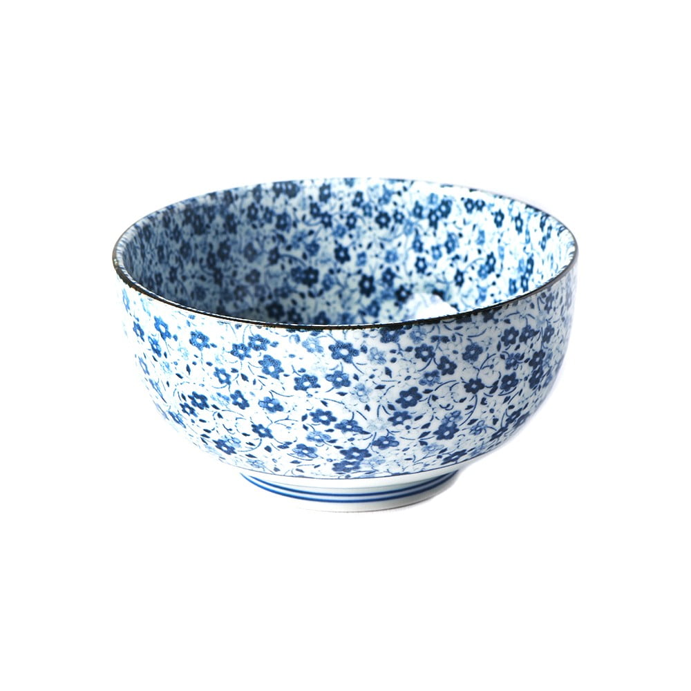 Bol din ceramică pentru udon MIJ Daisy, ø 16 cm, alb – albastru bonami.ro