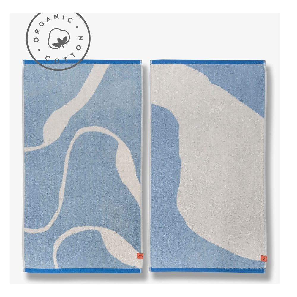 Prosoape albe/albastre 2 buc. din bumbac organic 50x90 cm Nova Arte – Mette Ditmer Denmark 
