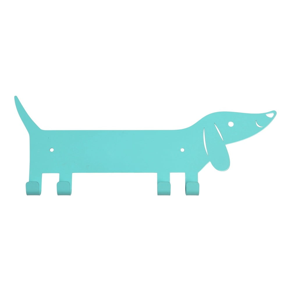 Cuier pentru copii turcoaz pentru perete din metal Sausage Dog – Rex London