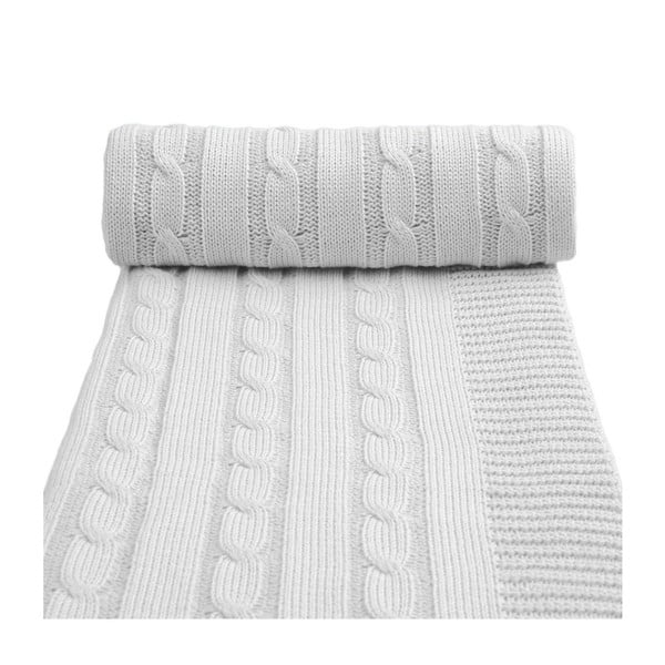 Pătură tricotată din amestec de bumbac pentru copii T-TOMI Spring, 80 x 100 cm, gri