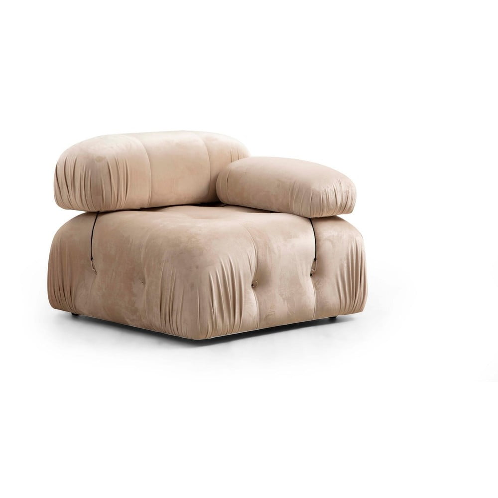 Modul pentru canapea crem cu tapițerie din catifea (cu colțar pe partea dreaptă) Bubble – Balcab Home