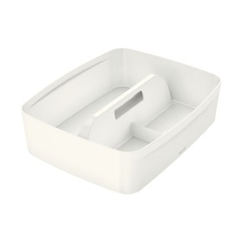 Organizator cu mâner leitz mybox, lungime 37,5 cm, alb