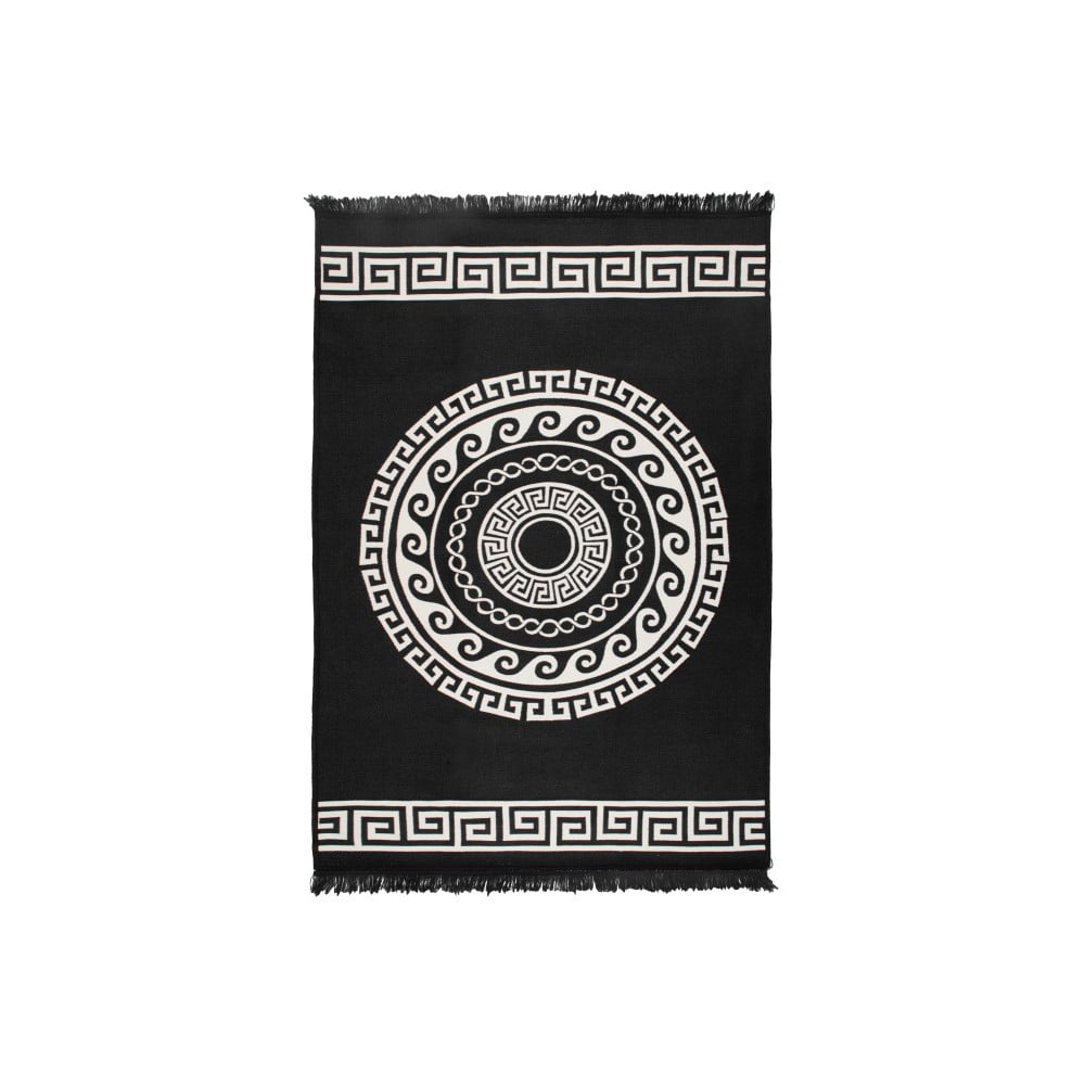 Covor reversibil Cihan Bilisim Tekstil Mandala, 120 x 180 cm, bej-negru 120 imagine noua
