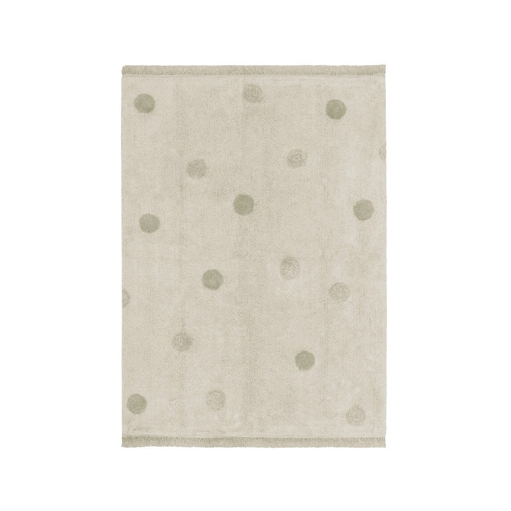 Covor pentru copii kaki/crem lavabil/țesut manual din bumbac 120x160 cm Hippy Dots Olive – Lorena Canals