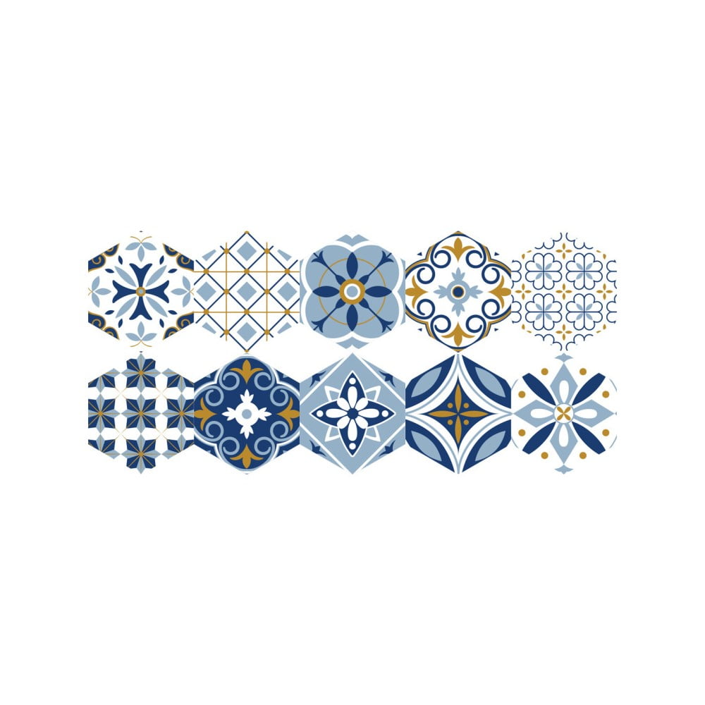 Set 10 autocolante pentru podea Ambiance Hexagons Jelilna, 20 x 18 cm Ambiance