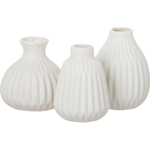 Set de 3 vaze din porțelan Westwing Collection Palo, alb