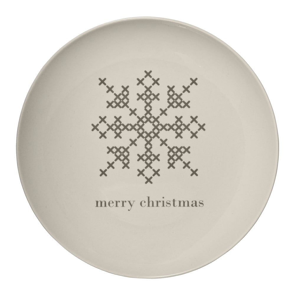 Farfurie din gresie ceramică Bloomingville Cross Christmas, ⌀ 25 cm, alb Bloomingville