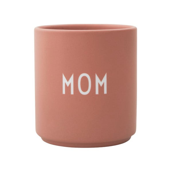 Cană din porțelan Design Letters Favourite Mom, roz prăfuit