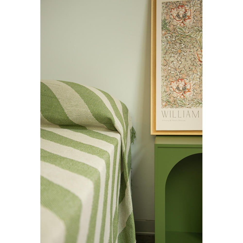  Cuvertură verde/bej pentru pat dublu 240x240 cm Green Lines – Really Nice Things 