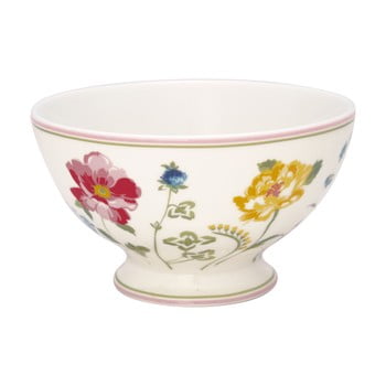 Bol din gresie ceramică cu motive florale green gate thilde, ø 15 cm, alb