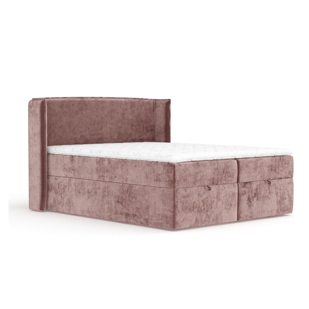 Pat boxspring roz cu spațiu de depozitare 160x200 cm Passion – Maison de Rêve