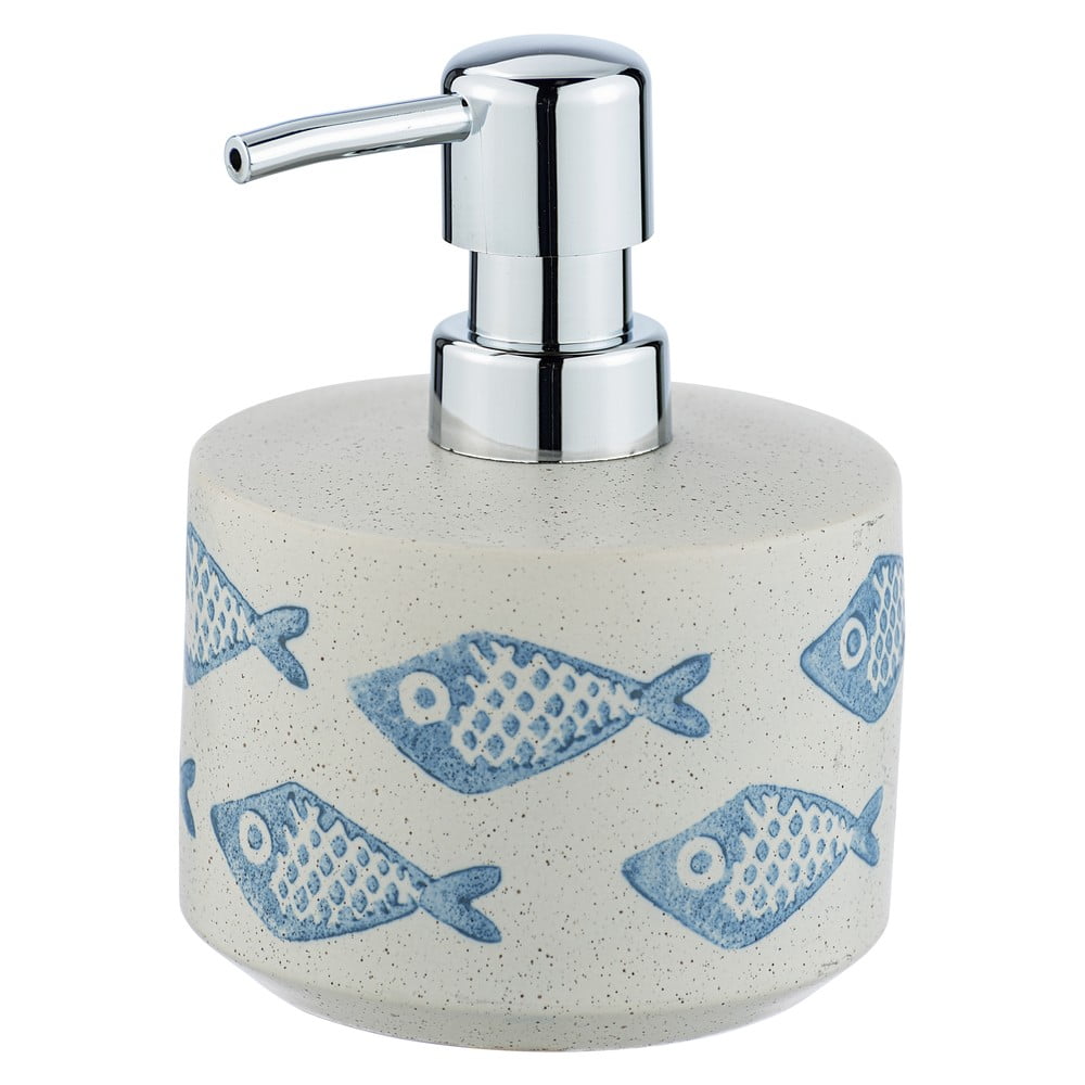 Poza Dozator ceramica pentru sapun Wenko Aquamarin, 475 ml, alb - albastru