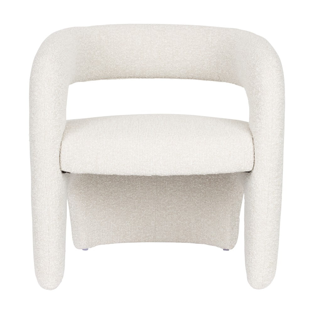 Fotoliu alb cu tapițerie din țesătură bouclé Nova – White Label