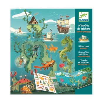 Set poveste cu autocolante detașabile/mobile djeco sea sticker story