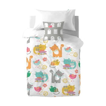 Lenjerie de pat din bumbac pentru copii Moshi Moshi Cat & Mouse, 140 x 200 cm bonami.ro