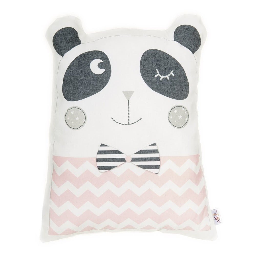 Pernă din amestec de bumbac pentru copii Mike & Co. NEW YORK Pillow Toy Panda, 25 x 36 cm, roz bonami.ro