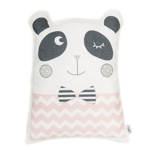 Pernă din amestec de bumbac pentru copii Mike & Co. NEW YORK Pillow Toy Panda, 25 x 36 cm, roz