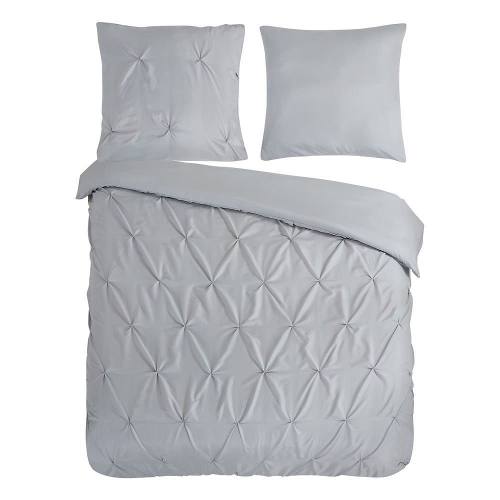 Lenjerie de pat gri din microfibră pentru pat dublu/extinsă 200x220 cm Pure Elegance – Good Morning