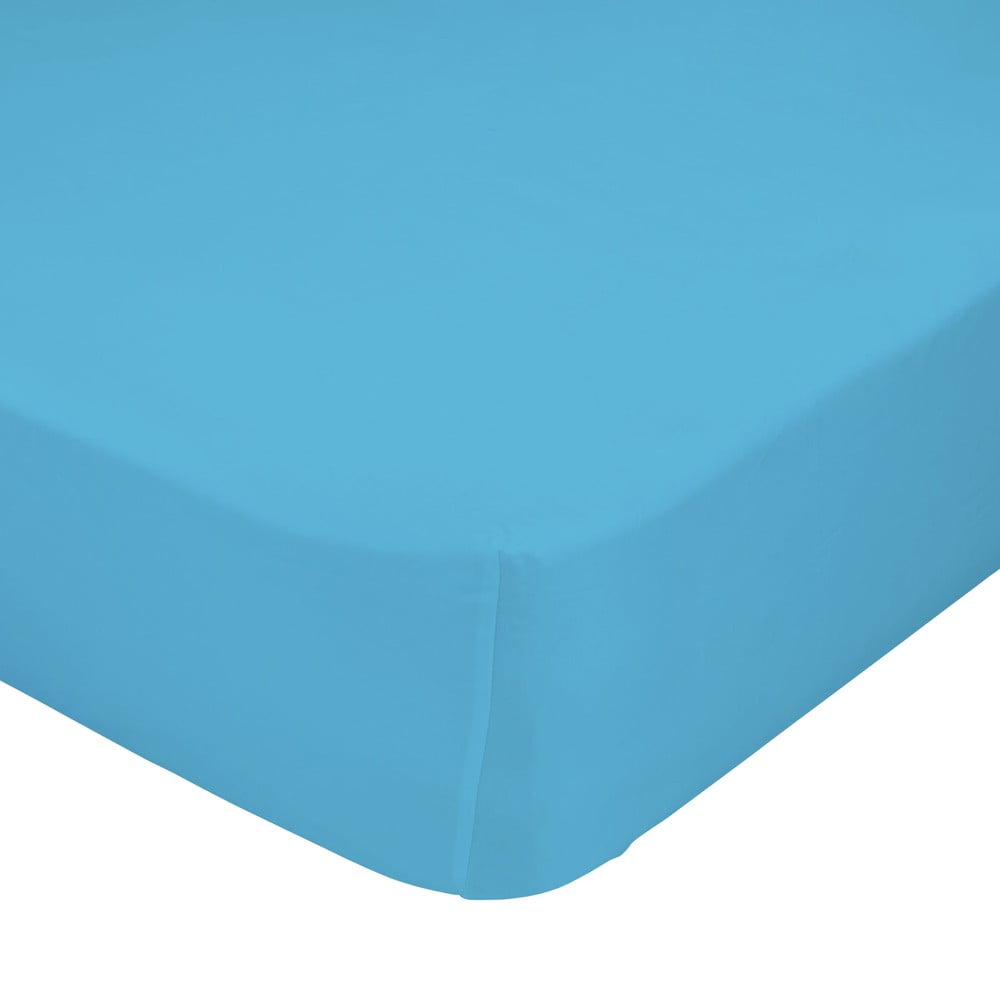 Cearșaf elastic din bumbac pur Happy Friday Basic, 90 x 200 cm, albastru turcoaz bonami.ro imagine 2022