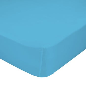 Cearșaf elastic din bumbac pur Happy Friday Basic, 90 x 200 cm, albastru turcoaz bonami.ro