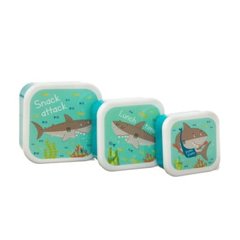 Set 3 cutii pentru prânz sass & belle shelby the shark, albastru