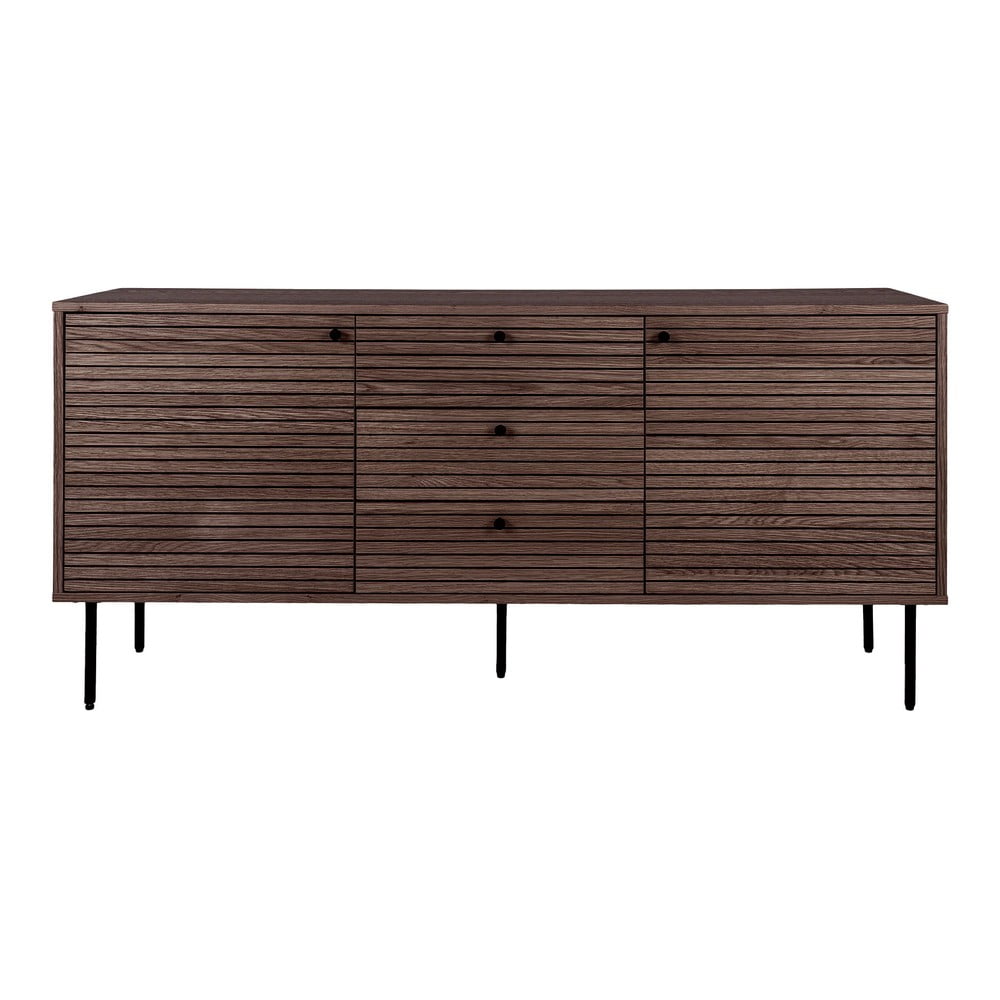 Comodă maro închis joasă cu aspect de lemn de stejar 150x74 cm Kyoto – House Nordic