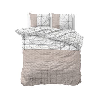 Lenjerie din flanelă pentru pat dublu sleeptime gino, 200 x 220 cm, alb - bej