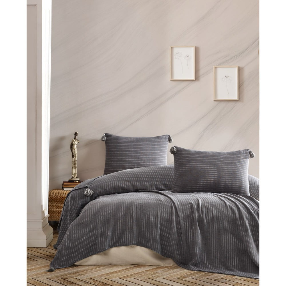 Set de cuvertură și fețe de pernă pentru pat dublu 220x240 cm gri închis costa - mijolnir