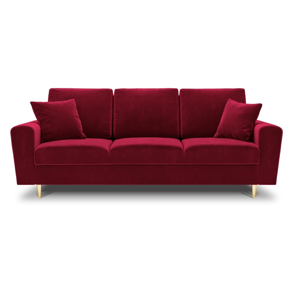 Canapea roșie extensibilă, cu spațiu de depozitare cu tapițerie din catifea 235 cm Kyoto – Cosmopolitan Design