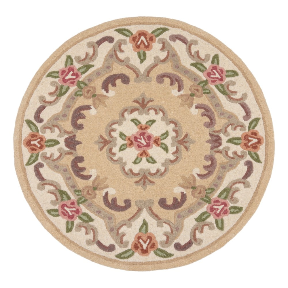 Covor din lână Flair Rugs Aubusson, ⌀ 120 cm, bej