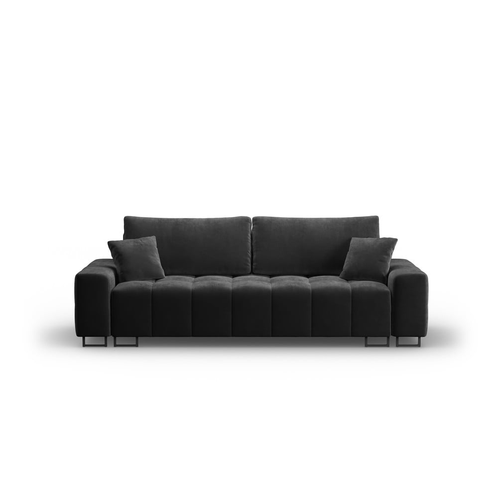 Canapea gri închis extensibilă, cu spațiu de depozitare cu tapițerie din catifea 250 cm Wicklow – Cosmopolitan Design
