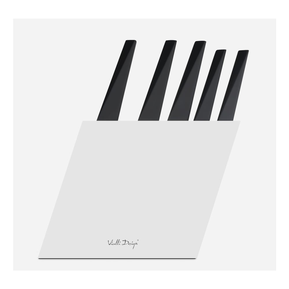 Set 5 cuțite cu suport Vialli Design Volo, alb bonami.ro