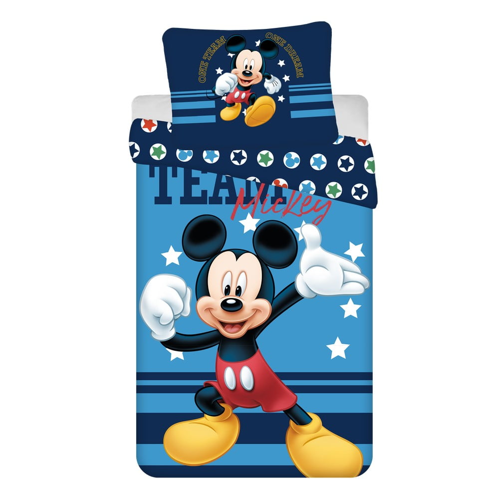 Lenjerie de pat pentru copii din bumbac pentru pat de o persoană 140×200 cm Mickey Team – Jerry Fabrics 140x200