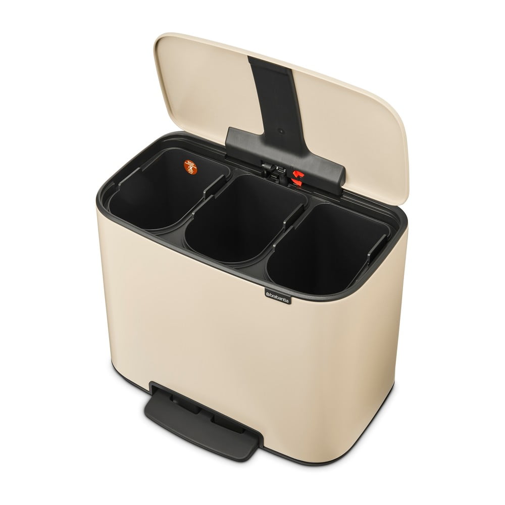 Coș de gunoi bej de reciclat/cu pedală din oțel 33 l Bo – Brabantia