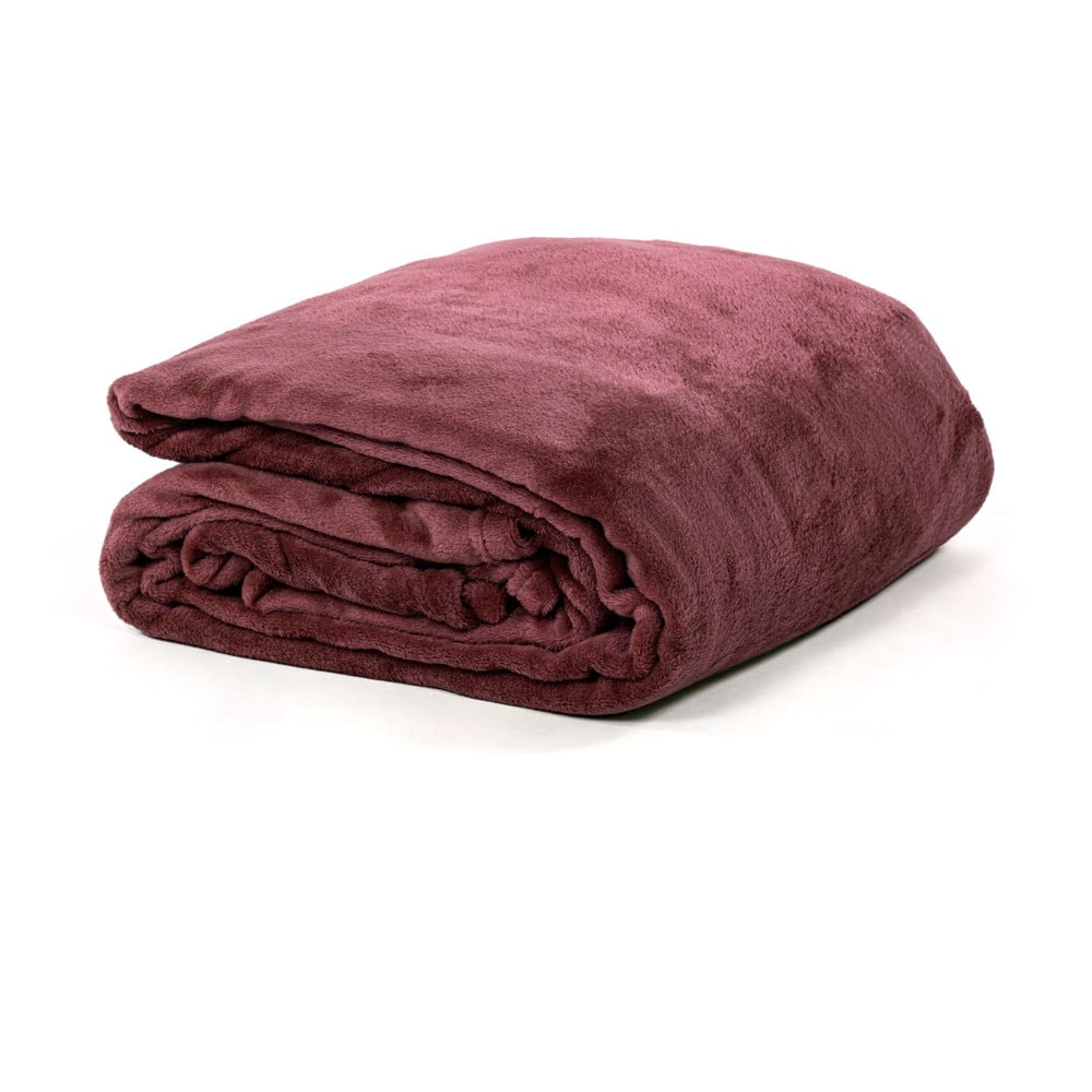 Cuvertură burgundy din micropluș pentru pat dublu 220x240 cm Cosy – Tiseco Home Studio