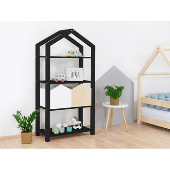 Bibliotecă din lemn benlemi tally, 77,2 x 39 x 152,2 cm, negru