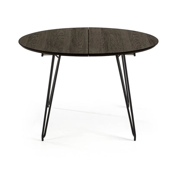Masă de dining extensibilă Kave Home Norfort, ⌀ 120 cm, negru