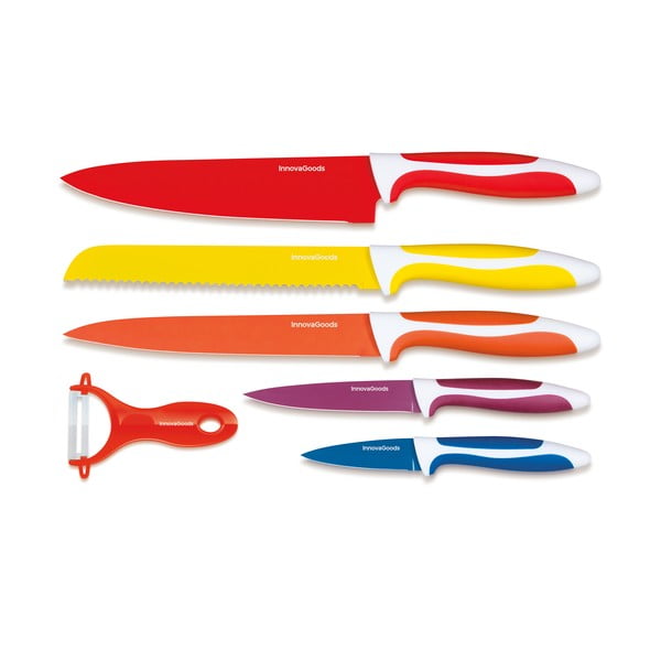 Set 5 cuțite și curățător legume din oțel inoxidabil InnovaGoods Ceramic