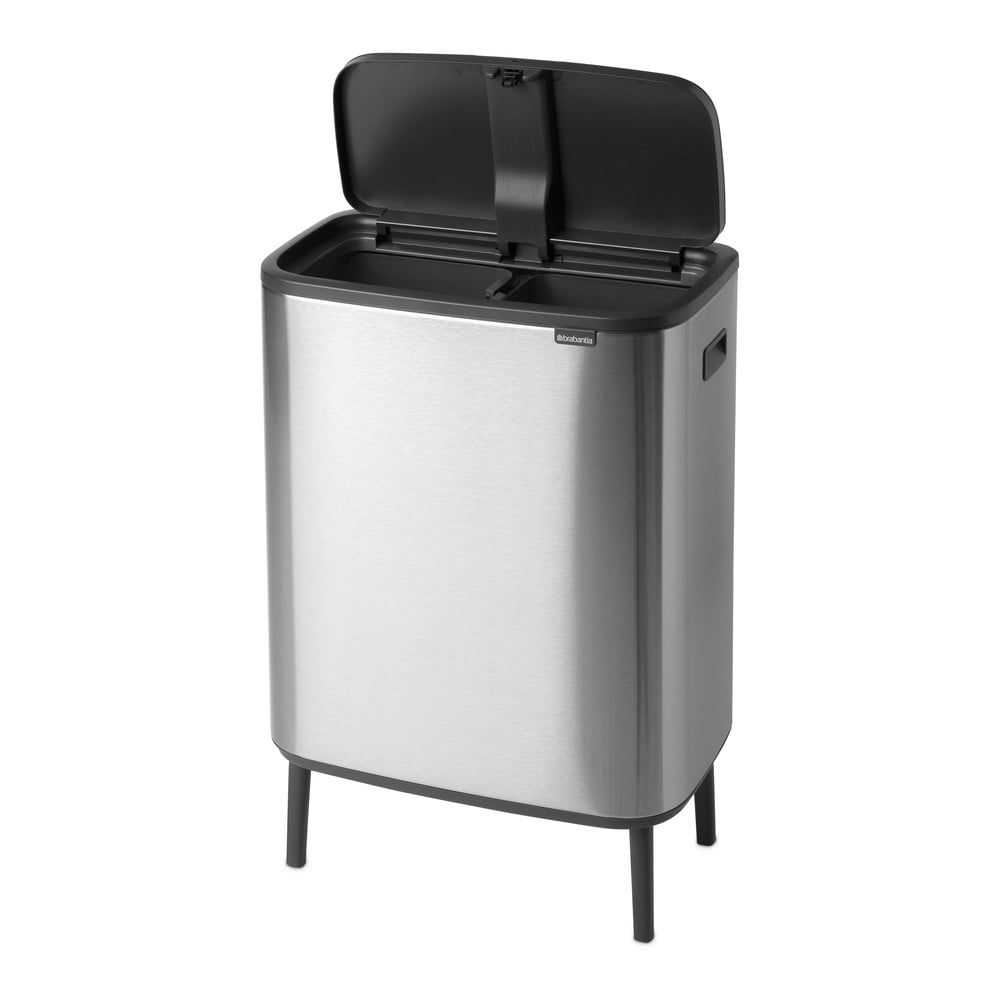 Coș de gunoi argintiu mat de reciclat/cu senzori de atingere din oțel 60 l Bo Touch Bin Hi – Brabantia