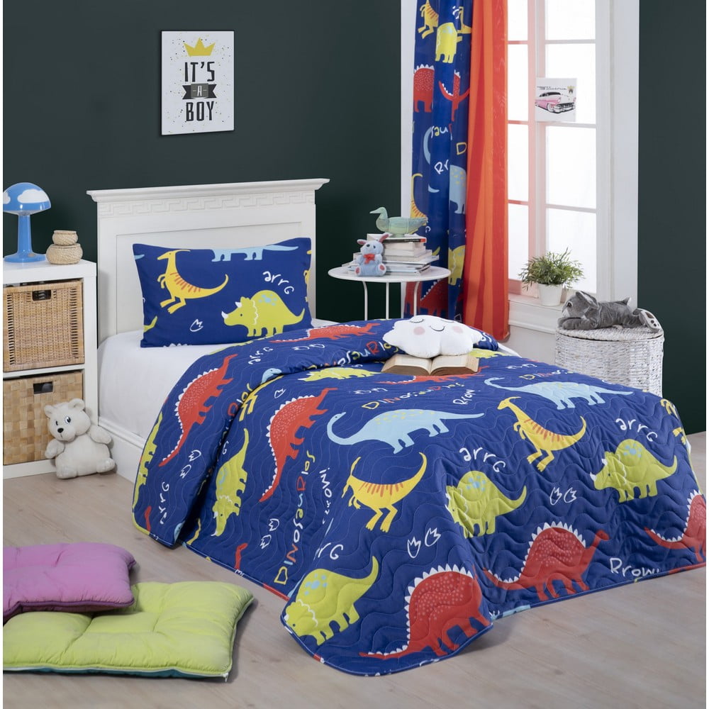 Set cuvertură pentru pat și față de pernă Eponj Home Dinazorus Blue, 160 x 220 cm