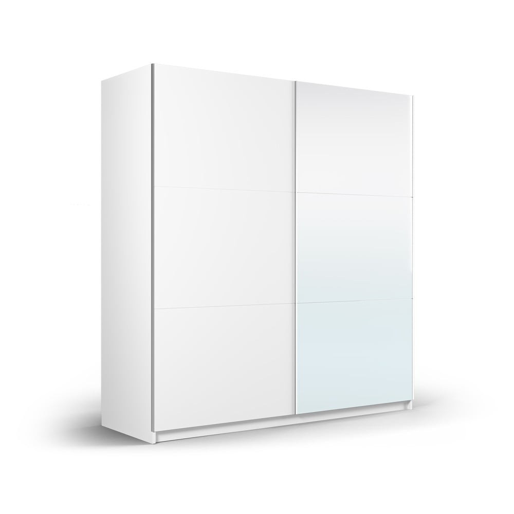 Dulap alb cu oglindă și uși glisante 200×215 cm Lisburn – Cosmopolitan Design 200x215 imagine 2022 3