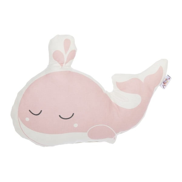 Pernă din amestec de bumbac pentru copii Mike & Co. NEW YORK Pillow Toy Whale, 35 x 24 cm, roz