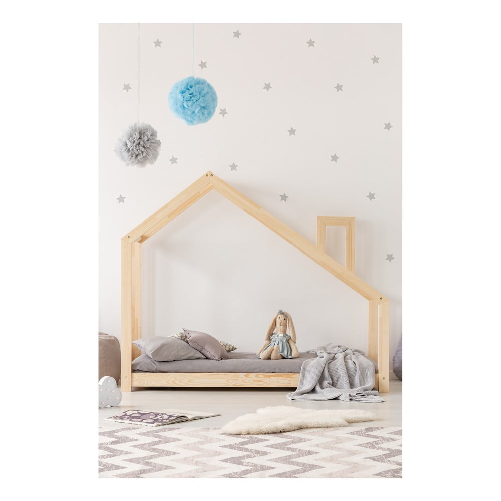 Cadru pat din lemn de pin, în formă de căsuță Adeko Mila DMS, 140 x 200 cm Adeko