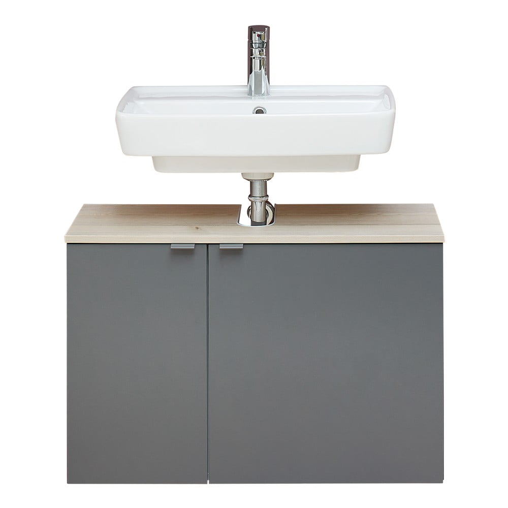 Dulap fără chiuvetă gri/în culoare naturală suspendat cu aspect de lemn de pin 53x80 cm Quickset 394 – Pelipal