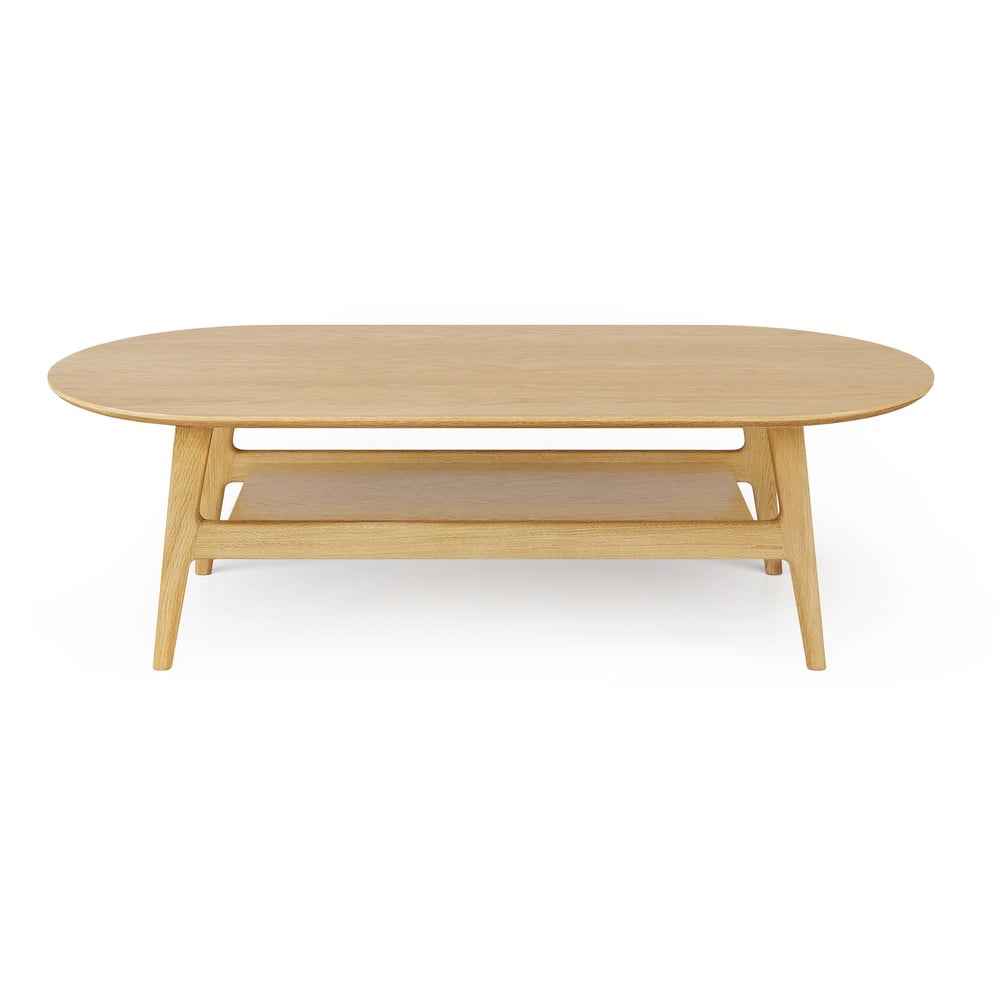 Măsuță de cafea în culoare naturală cu aspect de lemn de stejar 60x130 cm Curved – Woodman