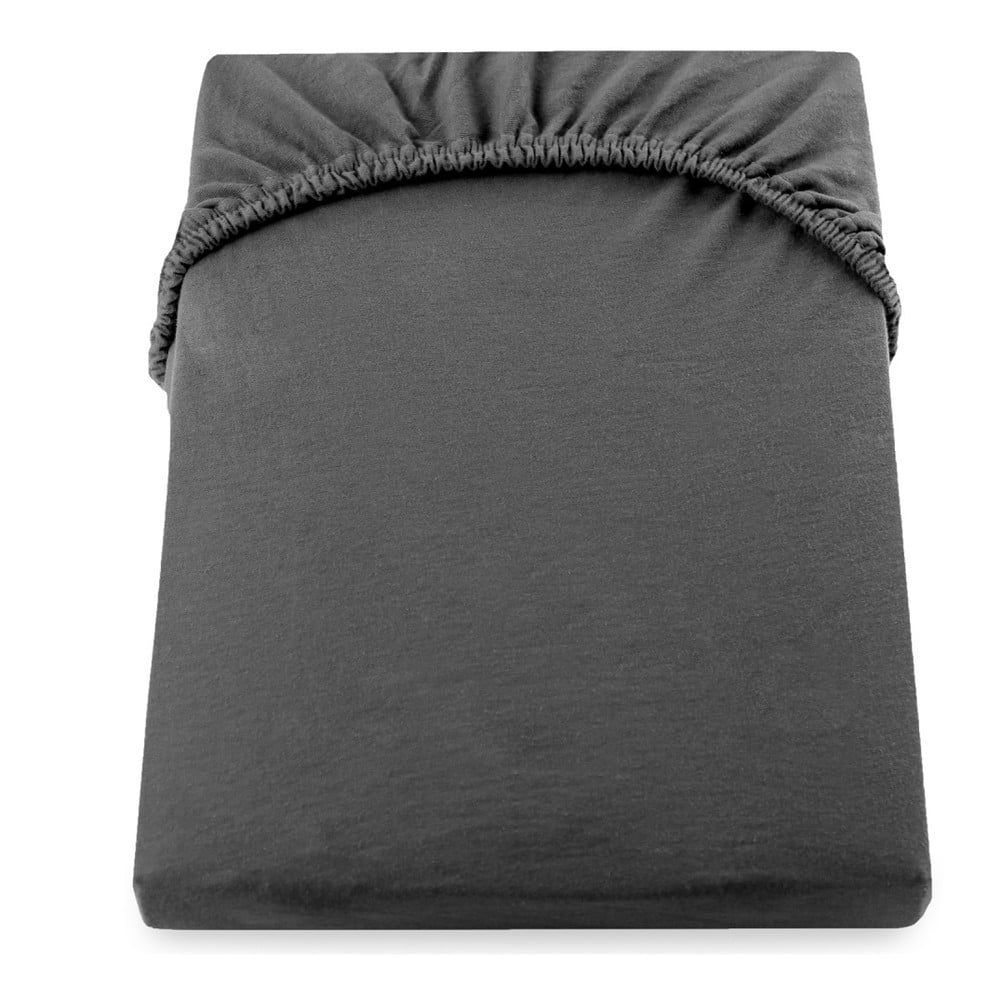 Cearșaf de pat elastic din jerseu DecoKing Amber Collection, 200 x 180-200 cm, gri închis