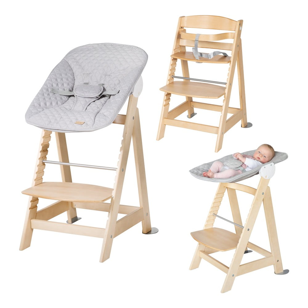 Scaun de masă pentru bebe gri deschis/în culoare naturală Style Born Up 2in1 – Roba