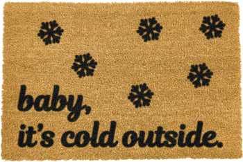Covoraș intrare din fibre de cocos artsy doormats baby it's cold outside, 40 x 60 cm, negru